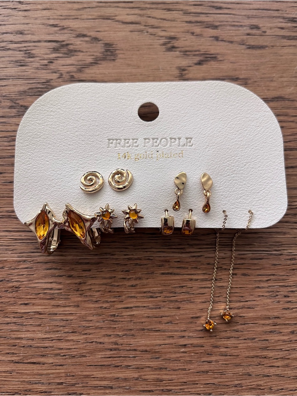 Free People Gold-Tone Citrine Yellow Earring Set